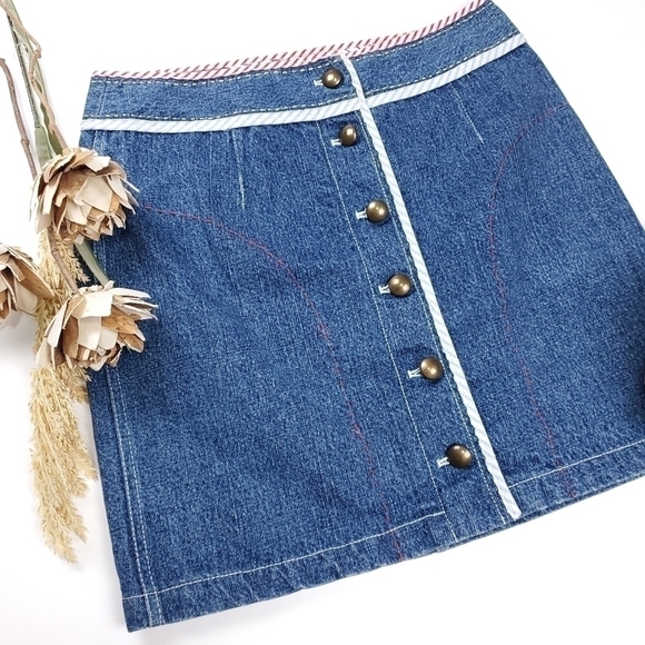 New Etcetera Blue Jean Denim Candy Cane Button Front Size 8 - Picture 13 of 13